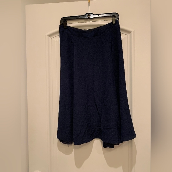 J. Crew Vintage A-line Silk Midi Skirt Navy - Picture 1 of 2